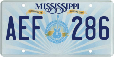 MS license plate AEF286