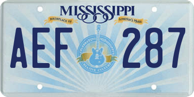 MS license plate AEF287