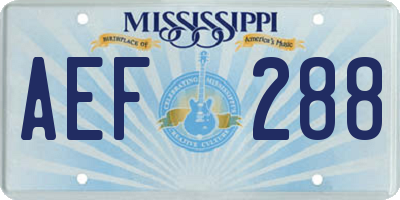 MS license plate AEF288
