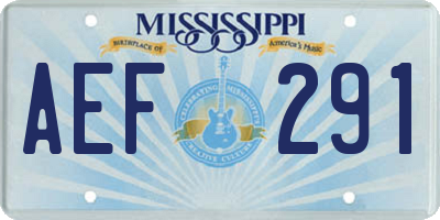 MS license plate AEF291