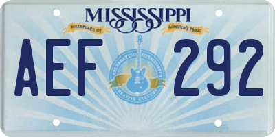 MS license plate AEF292