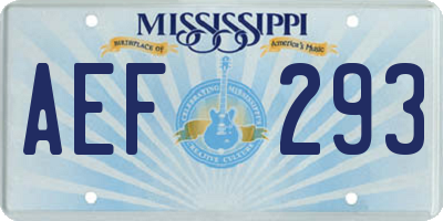 MS license plate AEF293