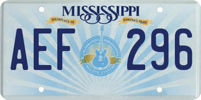 MS license plate AEF296