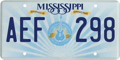 MS license plate AEF298