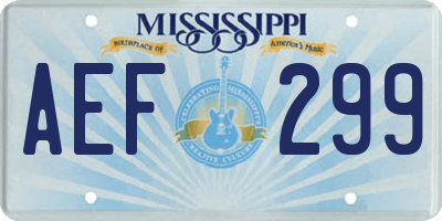 MS license plate AEF299