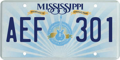 MS license plate AEF301