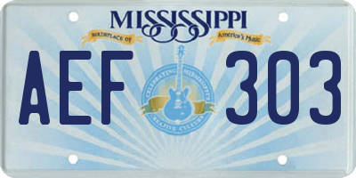 MS license plate AEF303