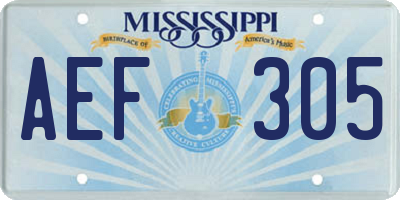 MS license plate AEF305