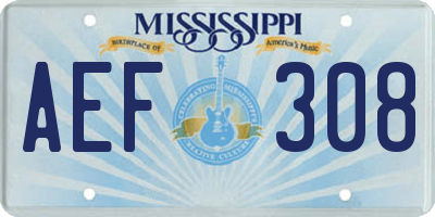 MS license plate AEF308