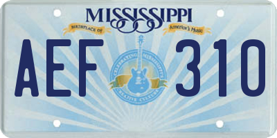 MS license plate AEF310