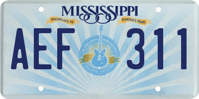 MS license plate AEF311