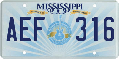 MS license plate AEF316