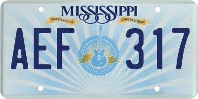 MS license plate AEF317