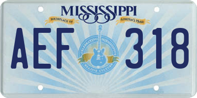 MS license plate AEF318