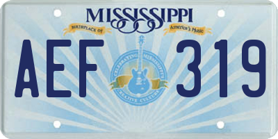 MS license plate AEF319