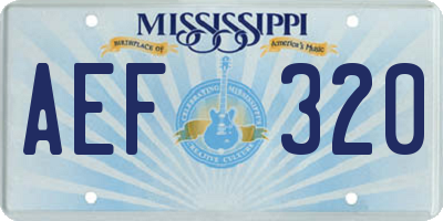 MS license plate AEF320
