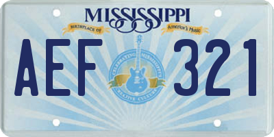 MS license plate AEF321