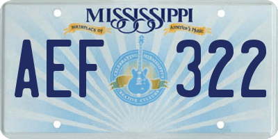 MS license plate AEF322