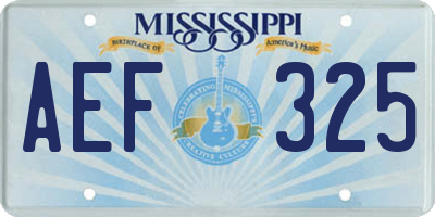 MS license plate AEF325