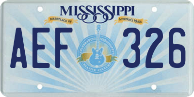 MS license plate AEF326