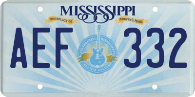 MS license plate AEF332