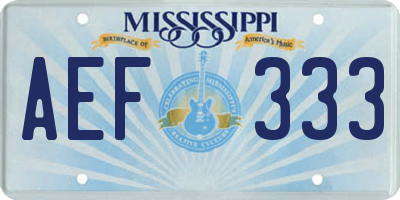MS license plate AEF333