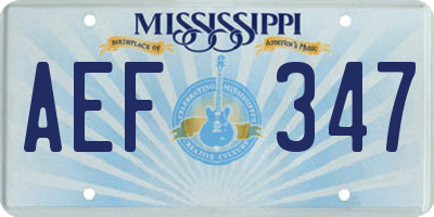 MS license plate AEF347