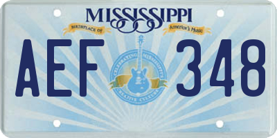 MS license plate AEF348