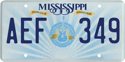 MS license plate AEF349