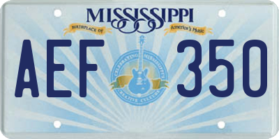 MS license plate AEF350