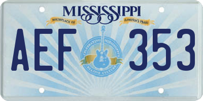MS license plate AEF353