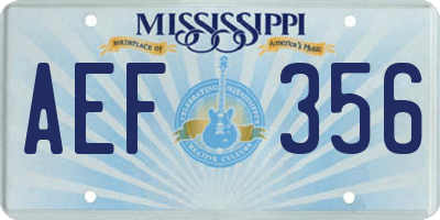 MS license plate AEF356