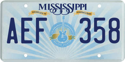 MS license plate AEF358