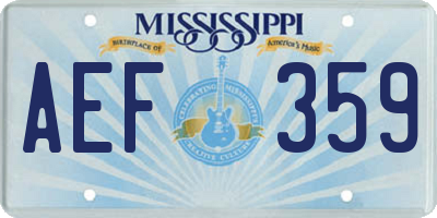 MS license plate AEF359