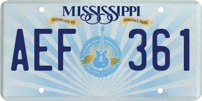 MS license plate AEF361
