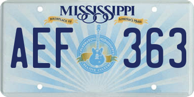 MS license plate AEF363