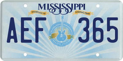 MS license plate AEF365