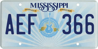MS license plate AEF366