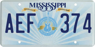 MS license plate AEF374
