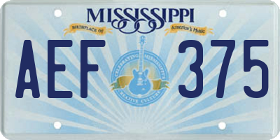 MS license plate AEF375