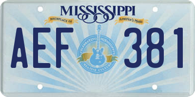 MS license plate AEF381