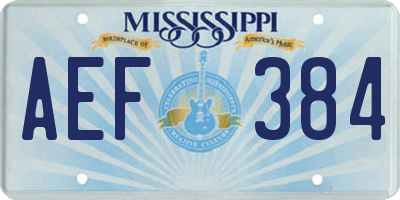 MS license plate AEF384