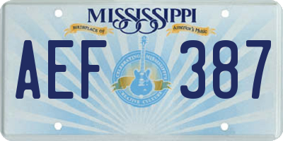 MS license plate AEF387
