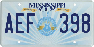MS license plate AEF398