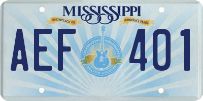 MS license plate AEF401