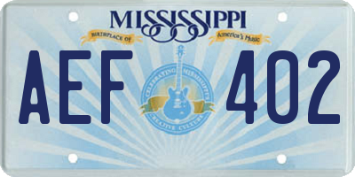 MS license plate AEF402