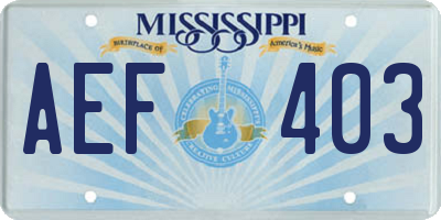 MS license plate AEF403