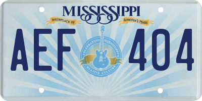 MS license plate AEF404