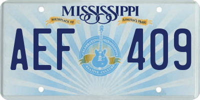 MS license plate AEF409