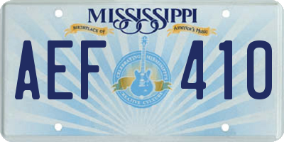 MS license plate AEF410